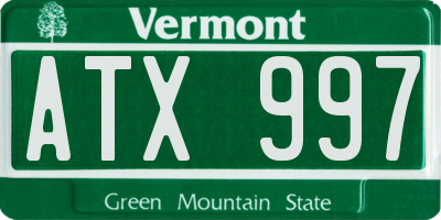 VT license plate ATX997