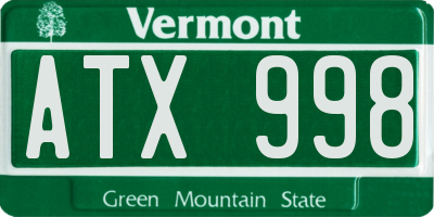 VT license plate ATX998