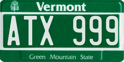 VT license plate ATX999