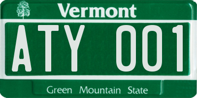 VT license plate ATY001
