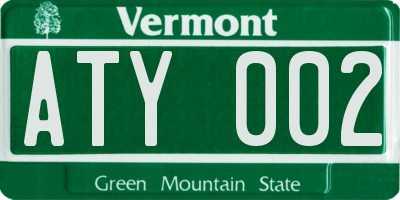 VT license plate ATY002