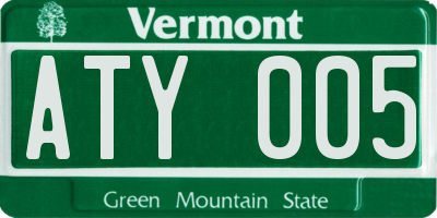 VT license plate ATY005