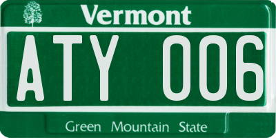 VT license plate ATY006