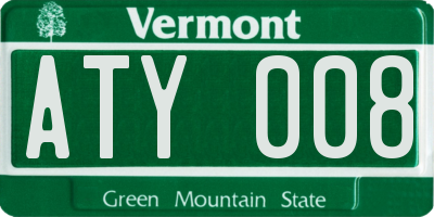 VT license plate ATY008