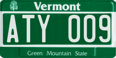 VT license plate ATY009