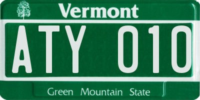 VT license plate ATY010