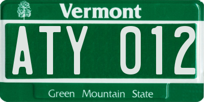 VT license plate ATY012