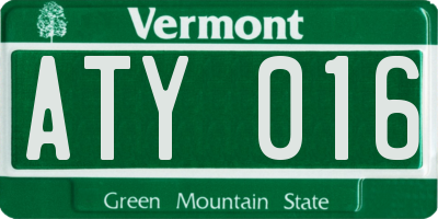 VT license plate ATY016