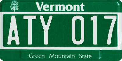 VT license plate ATY017