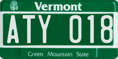 VT license plate ATY018
