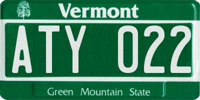 VT license plate ATY022
