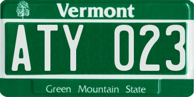 VT license plate ATY023