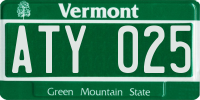 VT license plate ATY025