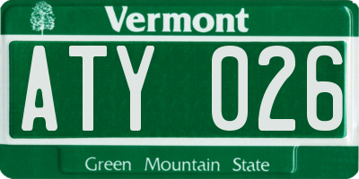 VT license plate ATY026
