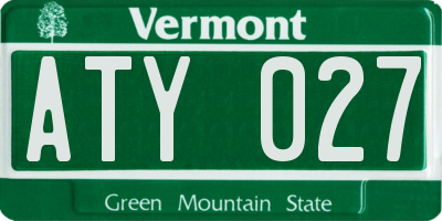 VT license plate ATY027