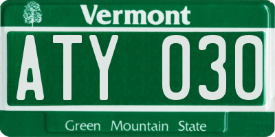 VT license plate ATY030