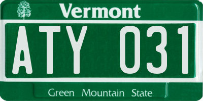 VT license plate ATY031