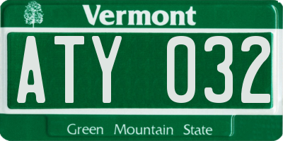 VT license plate ATY032