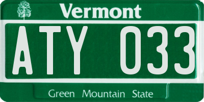 VT license plate ATY033