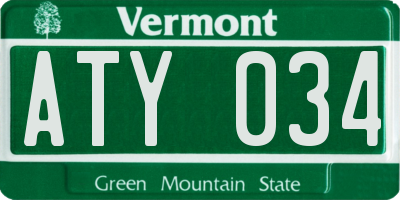 VT license plate ATY034