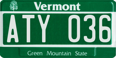 VT license plate ATY036