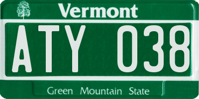 VT license plate ATY038