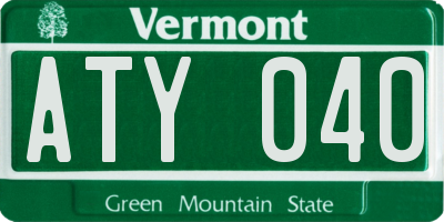 VT license plate ATY040