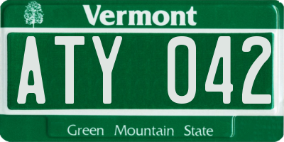 VT license plate ATY042