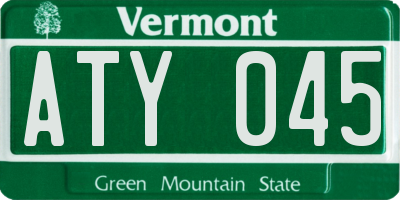 VT license plate ATY045