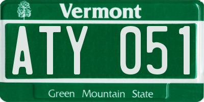 VT license plate ATY051