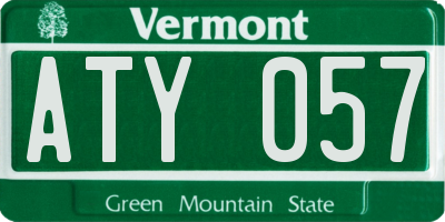 VT license plate ATY057