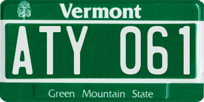 VT license plate ATY061