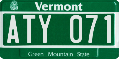 VT license plate ATY071