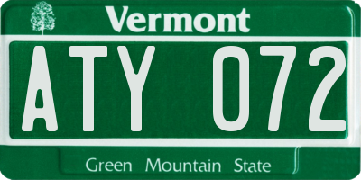 VT license plate ATY072