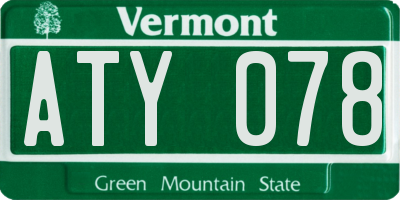 VT license plate ATY078