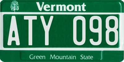 VT license plate ATY098