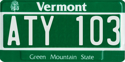 VT license plate ATY103