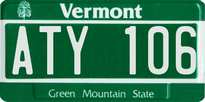 VT license plate ATY106