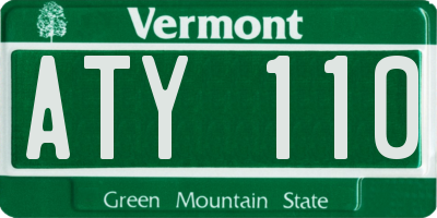 VT license plate ATY110
