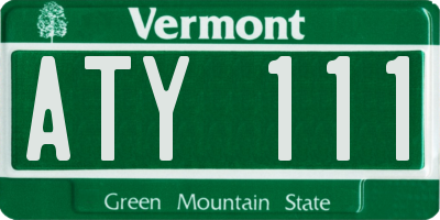 VT license plate ATY111