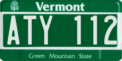 VT license plate ATY112