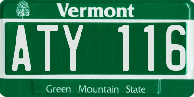 VT license plate ATY116