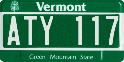 VT license plate ATY117