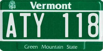 VT license plate ATY118