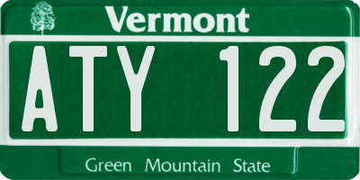 VT license plate ATY122