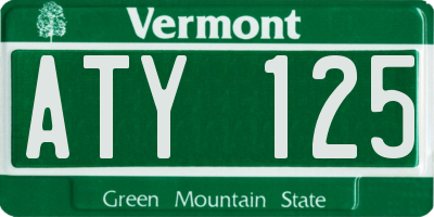 VT license plate ATY125
