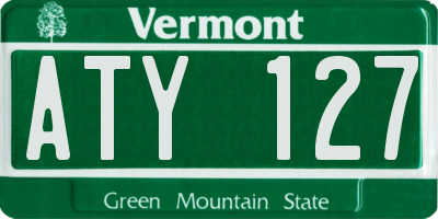 VT license plate ATY127