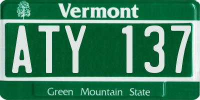 VT license plate ATY137