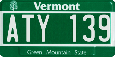 VT license plate ATY139