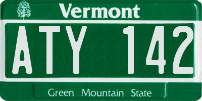 VT license plate ATY142
